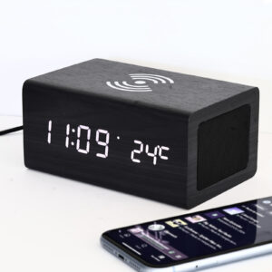 WIRELESS CHARGING ALARM CLOCK WITH BLUETOOTH SPEAKER