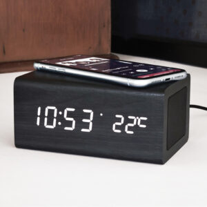 WIRELESS CHARGING ALARM CLOCK WITH BLUETOOTH SPEAKER